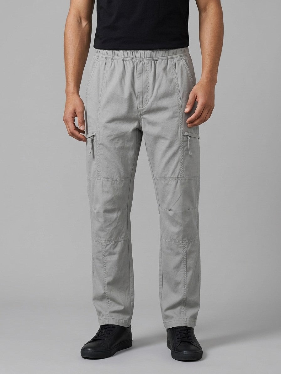 Teramo Men's Six-Pocket Straight Cargo Pants — lightgrey — front