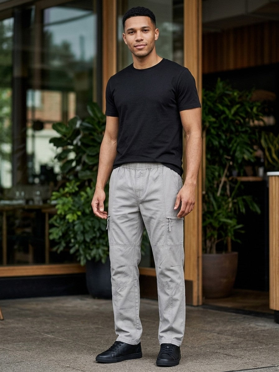 Teramo Men's Six-Pocket Straight Cargo Pants — lightgrey — lifestyle