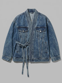 Termoli Men's Tie-Front Kimono Denim Jacket
