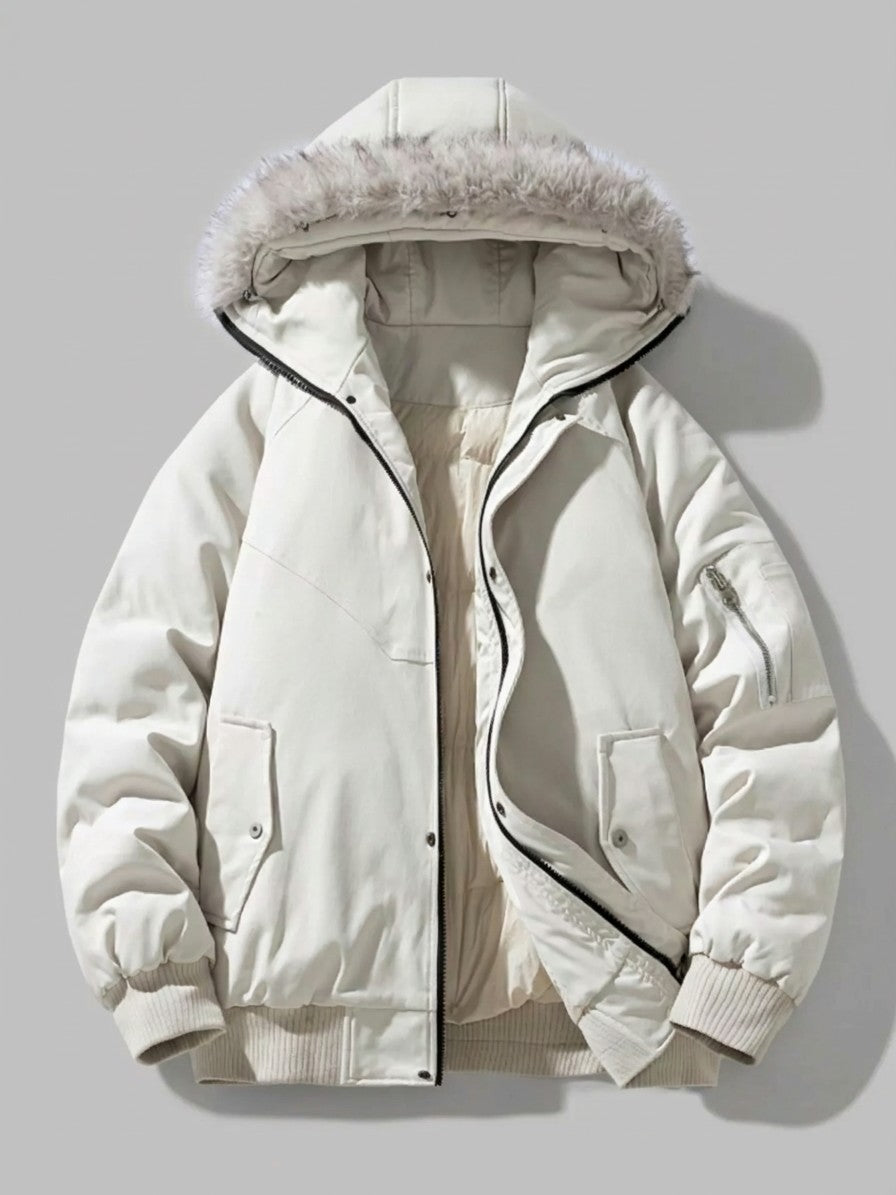 Terni Men's Fur-Hooded Padded Bomber — apricot — packshot