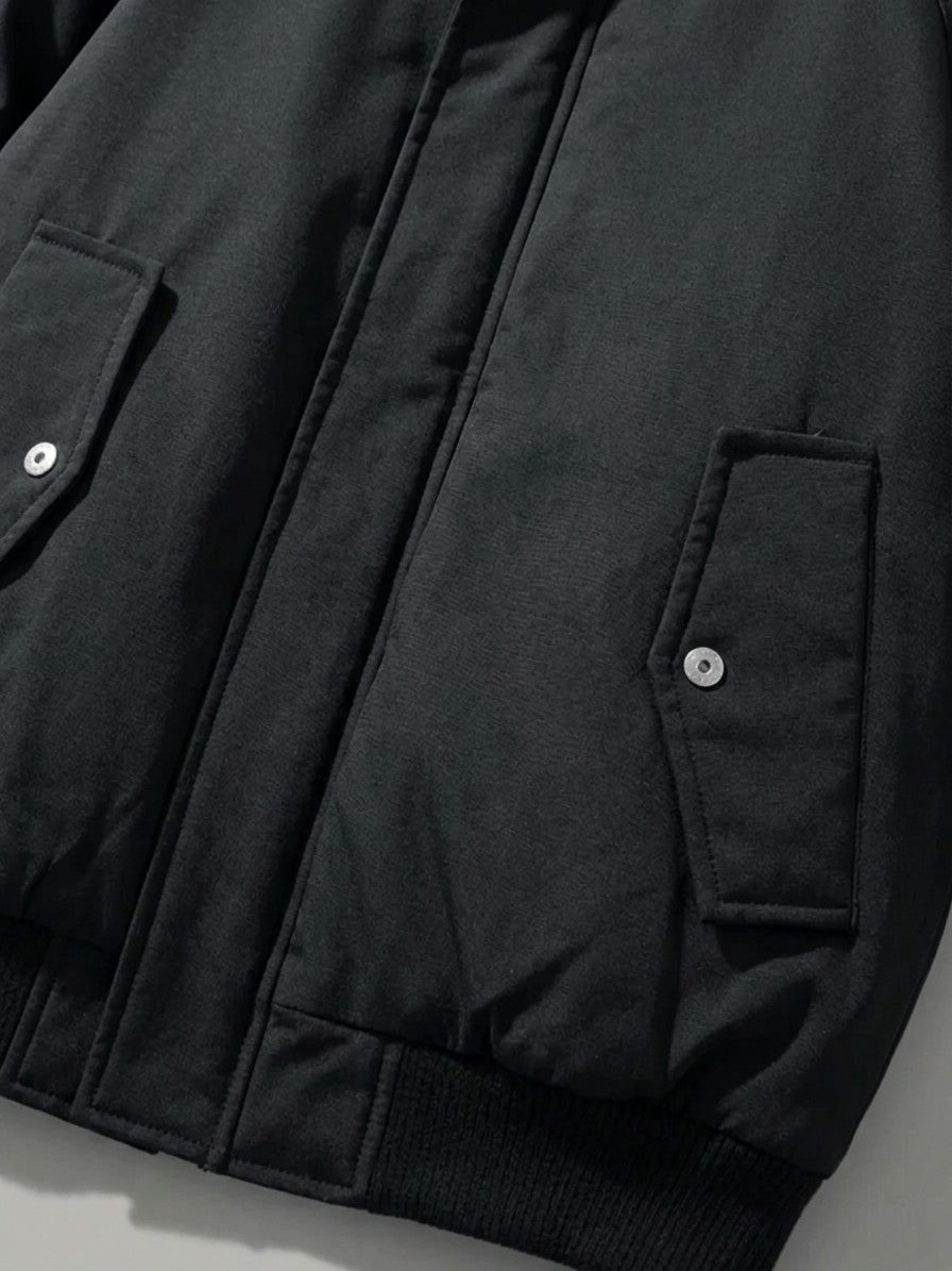 Terni Men's Fur-Hooded Padded Bomber — black — detail-2