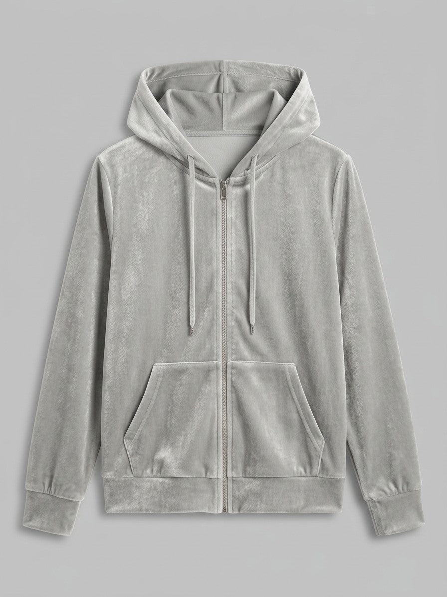Terracina Women's Velvet Zip-Up Hoodie — lightgray — packshot