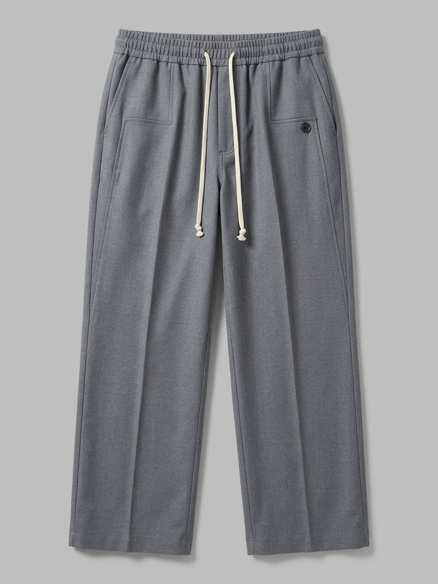 Thiene Men's Wide-Leg Pintuck Drawstring Trousers — slategrey — packshot