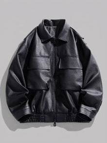 Tirano Men's Pebbled Faux Leather Bomber Jacket