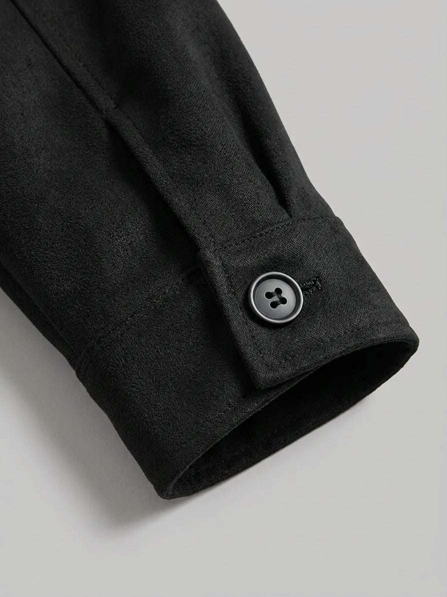Tivoli Men's Suede-Look Trucker Jacket — black — detail-cuff