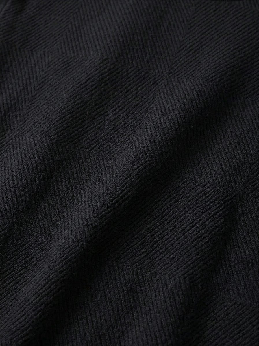 Todi Men's Textured Crew Neck Sweater — black — detail