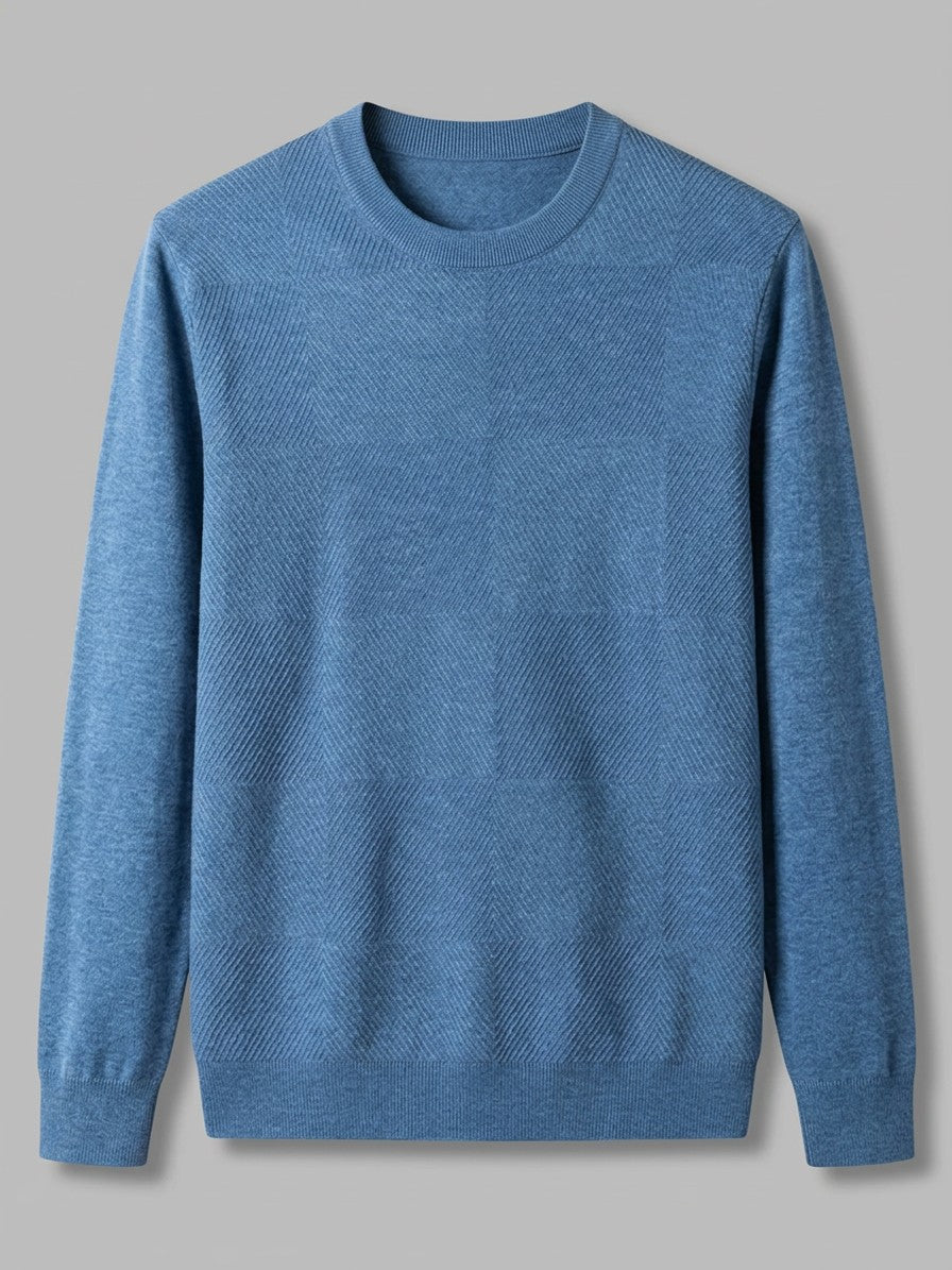 Todi Men's Textured Crew Neck Sweater — skyblue — packshot