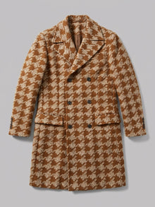 Toirano Men's Double-Breasted Houndstooth Overcoat
