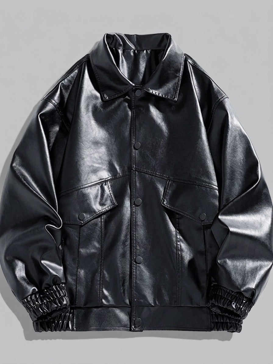 Tolentino Men's Oversized Faux Leather Jacket — black — packshot