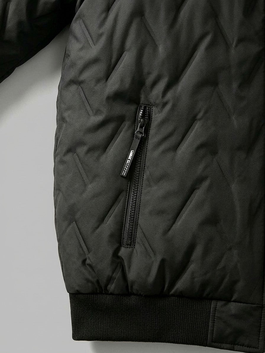 Tolmezzo Men's Sherpa-Lined Quilted Hooded Jacket — black — detail-2