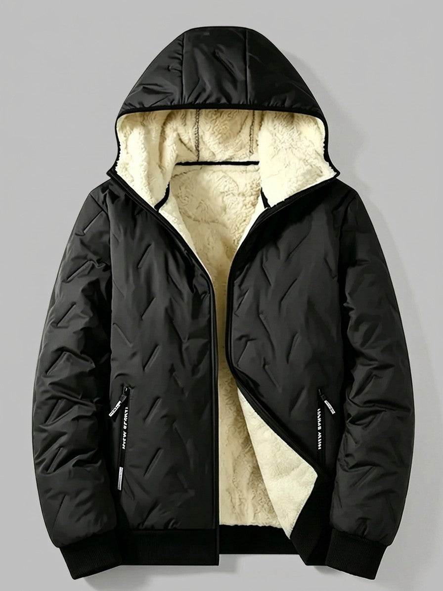 Tolmezzo Men's Sherpa-Lined Quilted Hooded Jacket — black — packshot