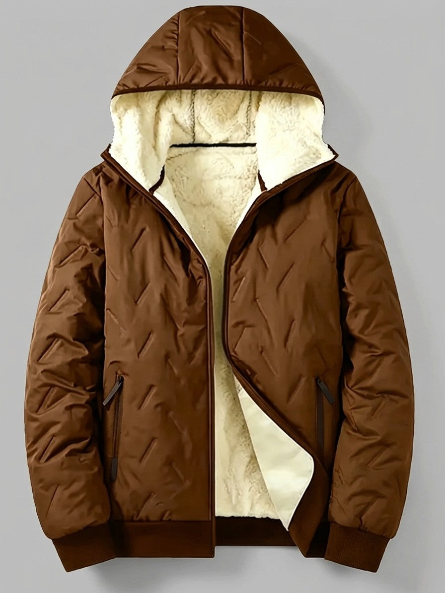 Tolmezzo Men's Sherpa-Lined Quilted Hooded Jacket — brown — packshot