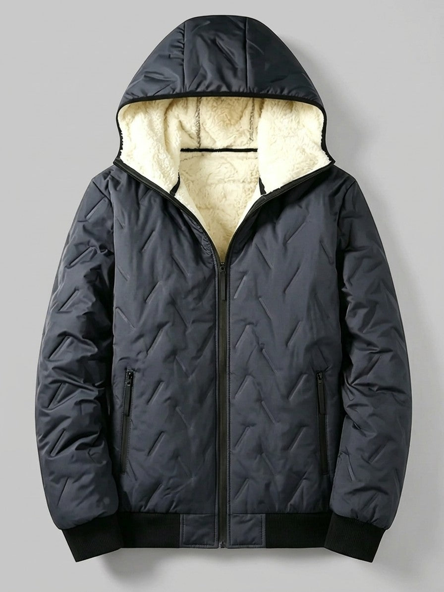 Tolmezzo Men's Sherpa-Lined Quilted Hooded Jacket — charcoalgrey — packshot