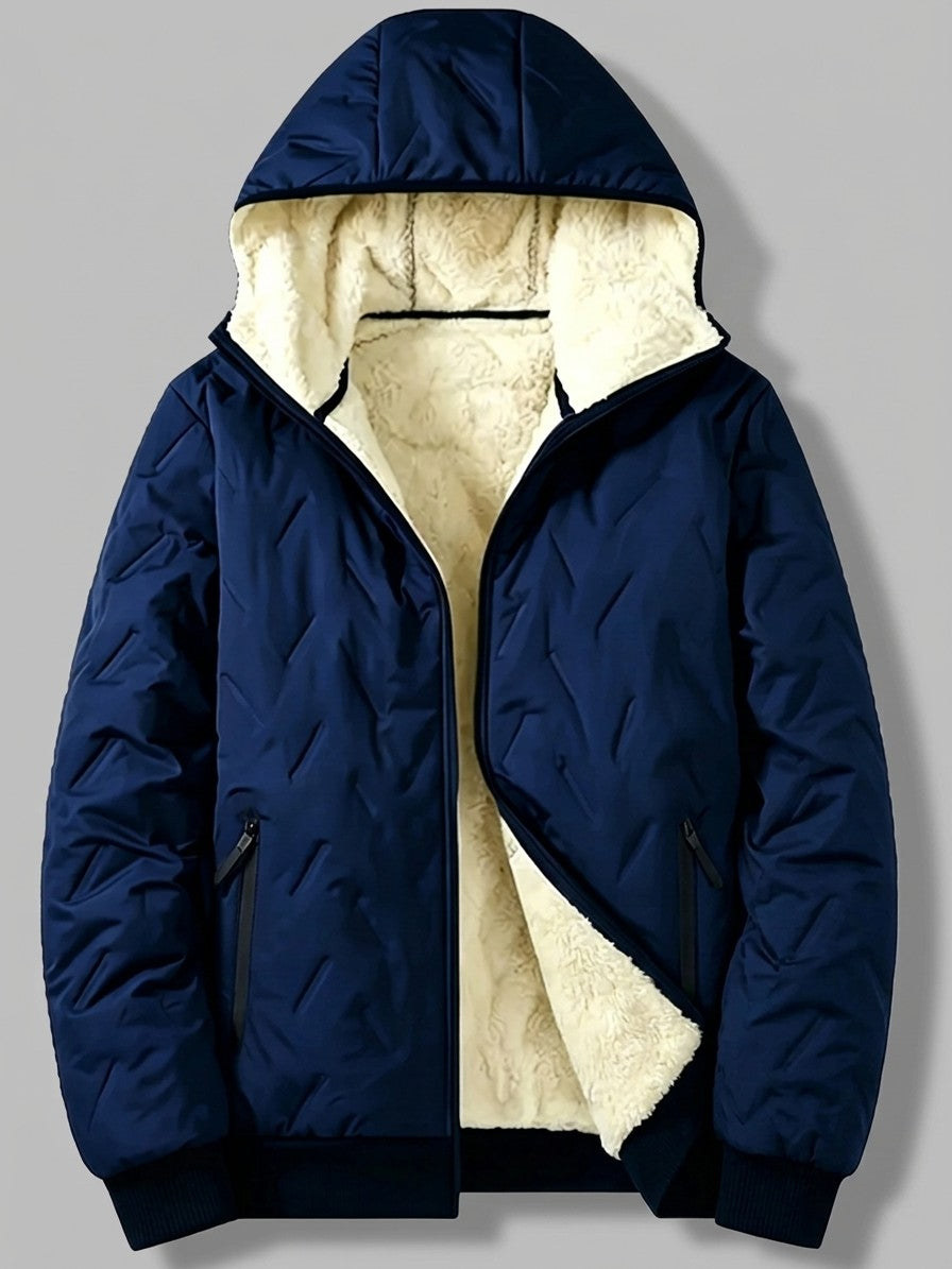 Tolmezzo Men's Sherpa-Lined Quilted Hooded Jacket — navyblue — packshot