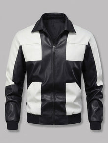 Torbole Men's Patchwork Faux Leather Bomber Jacket