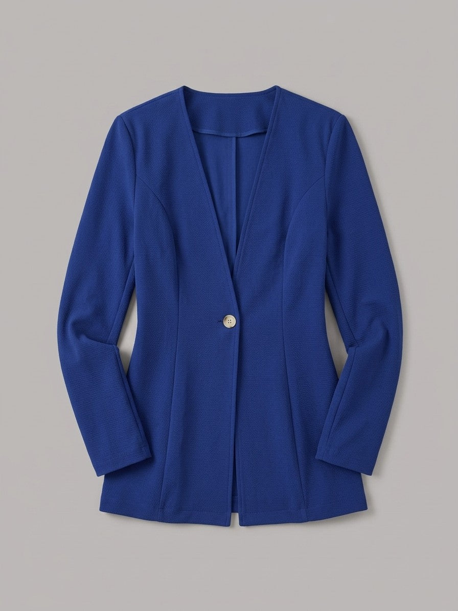 Torgiano Women's Collarless One-Button Blazer — blue — packshot