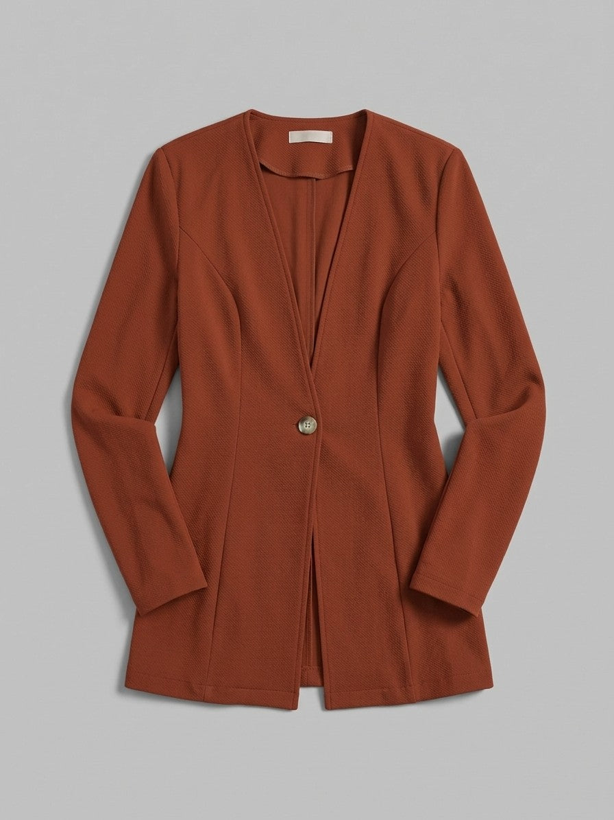 Torgiano Women's Collarless One-Button Blazer — brown — packshot