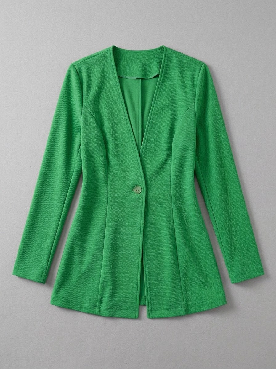 Torgiano Women's Collarless One-Button Blazer — green — packshot