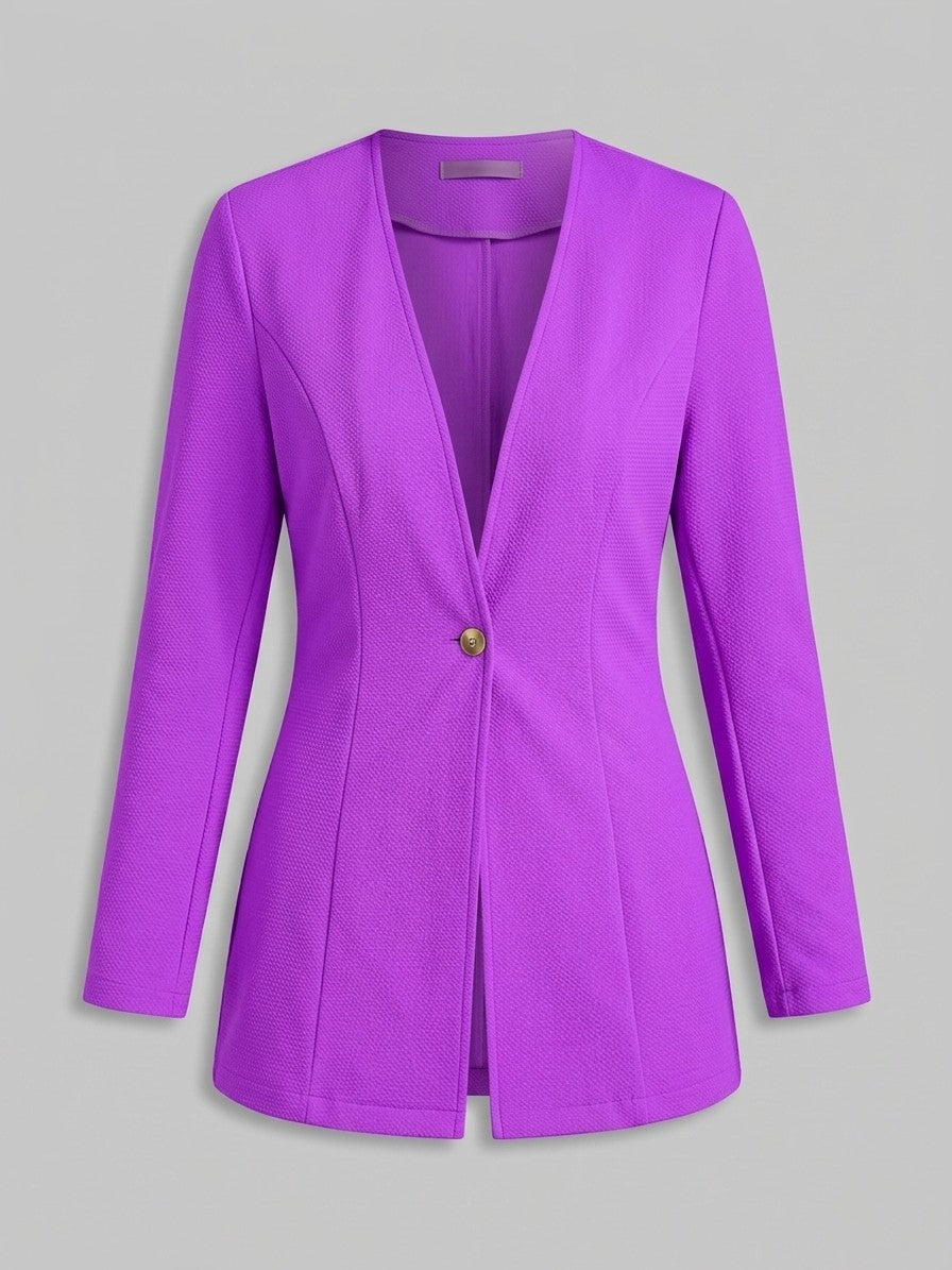 Torgiano Women's Collarless One-Button Blazer — purple — packshot