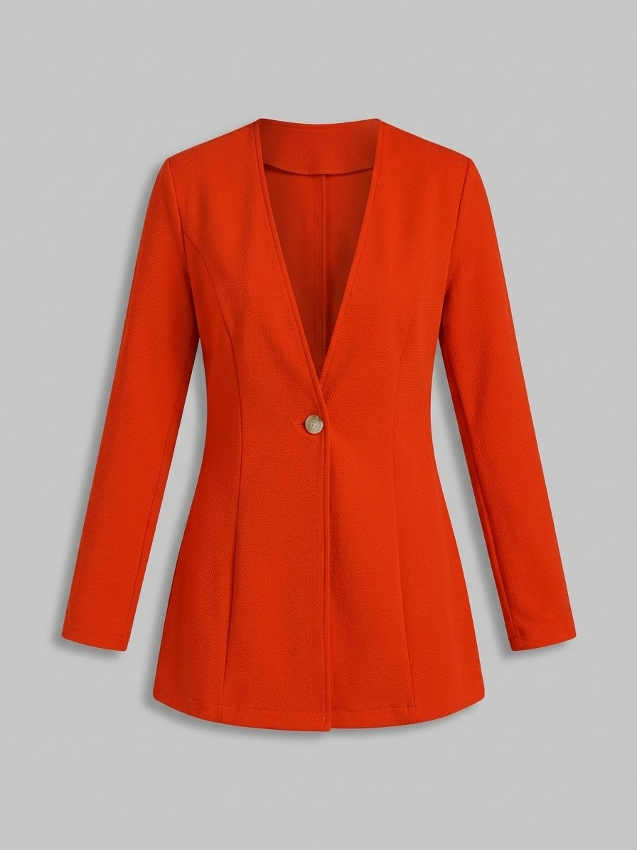 Torgiano Women's Collarless One-Button Blazer — red — packshot
