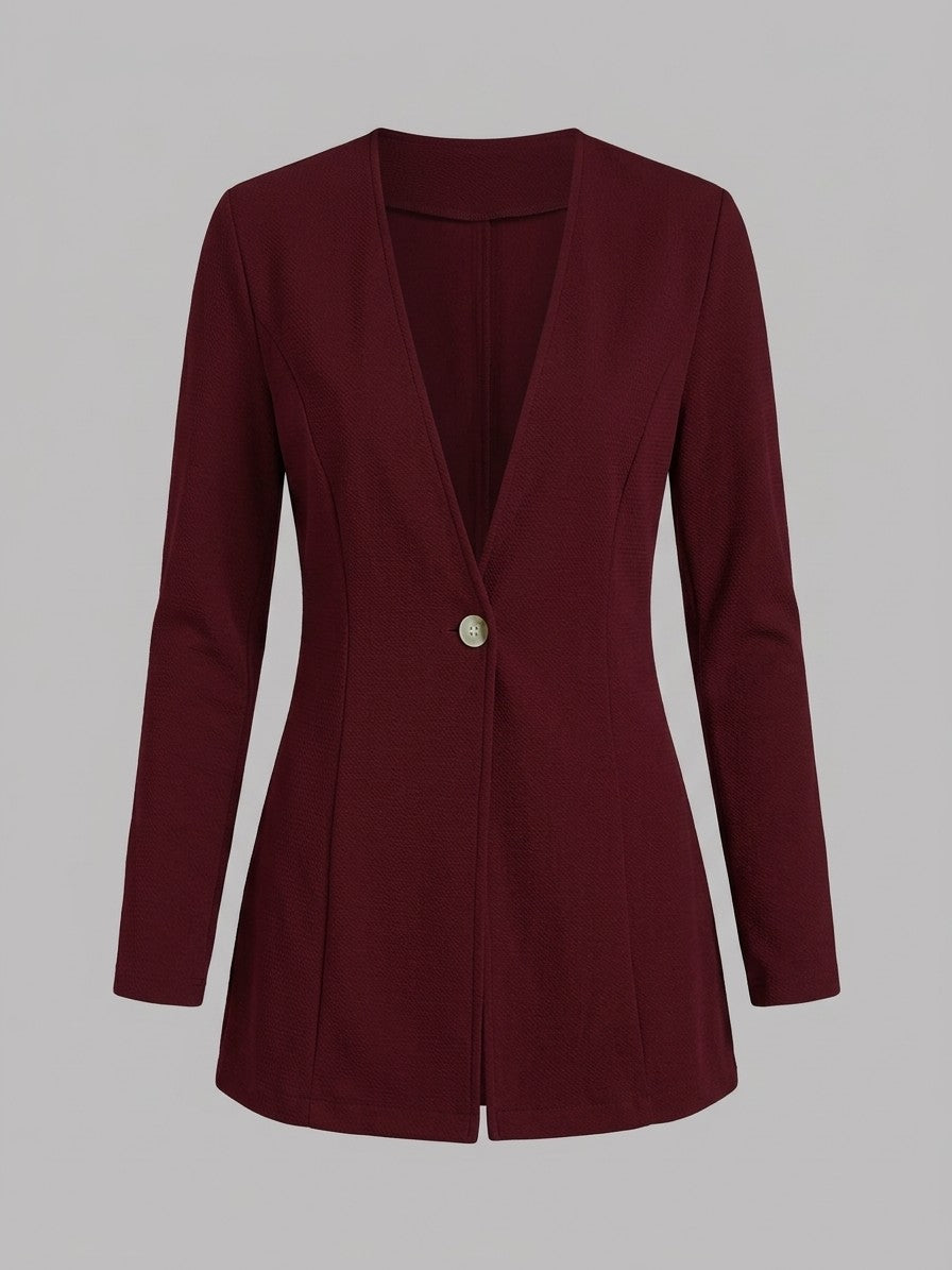 Torgiano Women's Collarless One-Button Blazer — winered — packshot