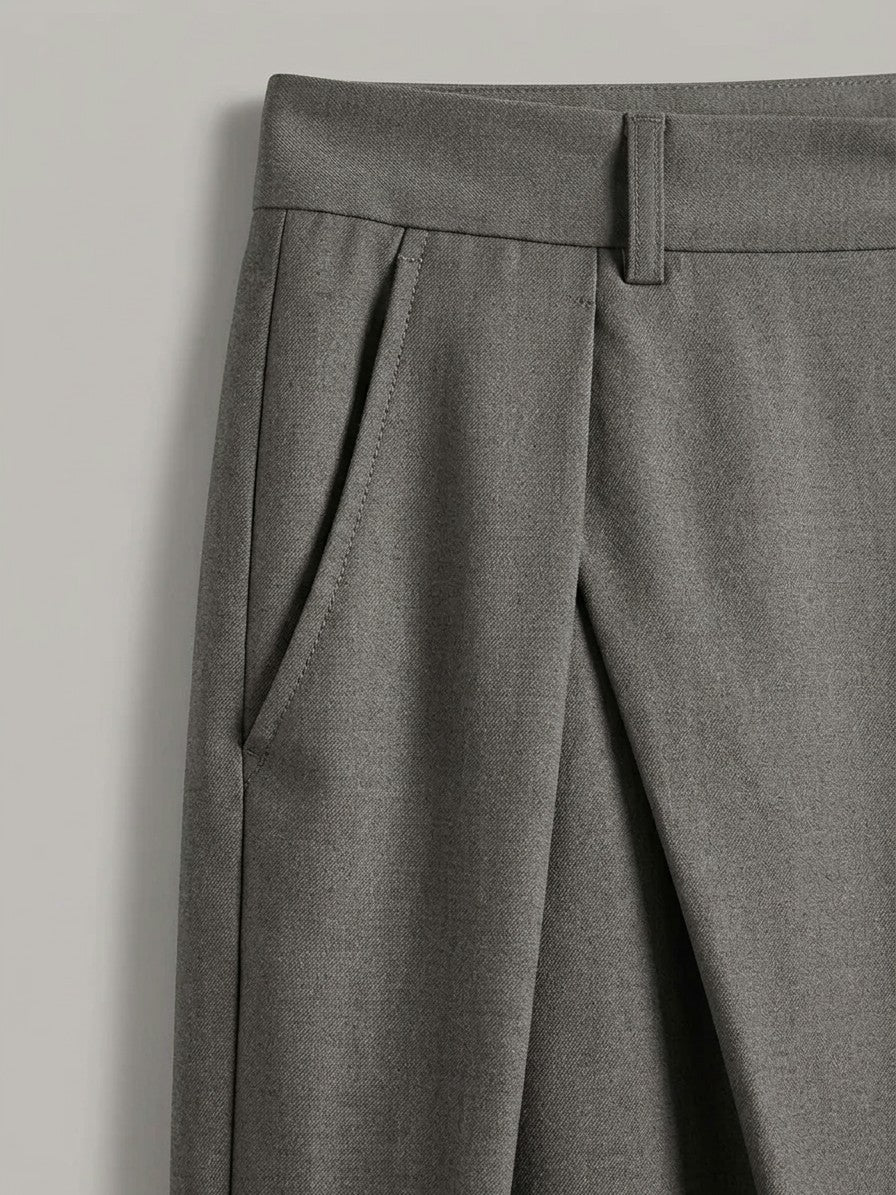 Torino Men's High-Waisted Wide-Leg Pleated Trousers — gray — detail-2