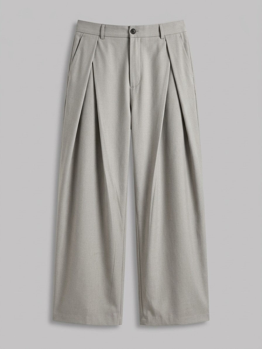 Torino Men's High-Waisted Wide-Leg Pleated Trousers — lightgray — packshot
