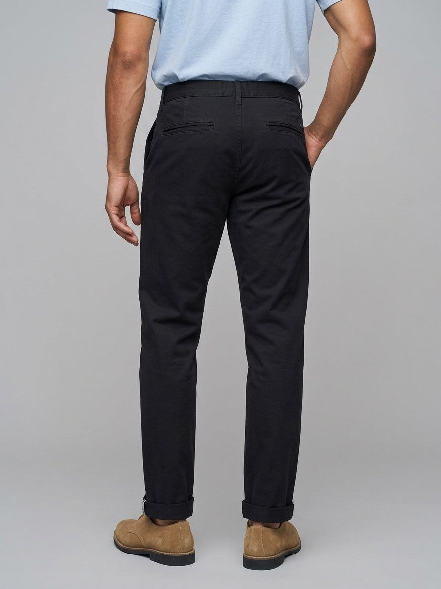 Torino Men's Stretch Chinos — black — back