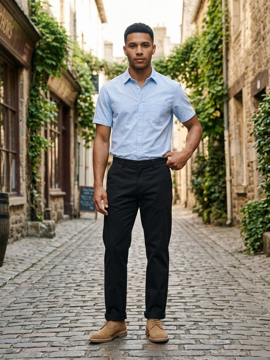 Torino Men's Stretch Chinos — black — lifestyle