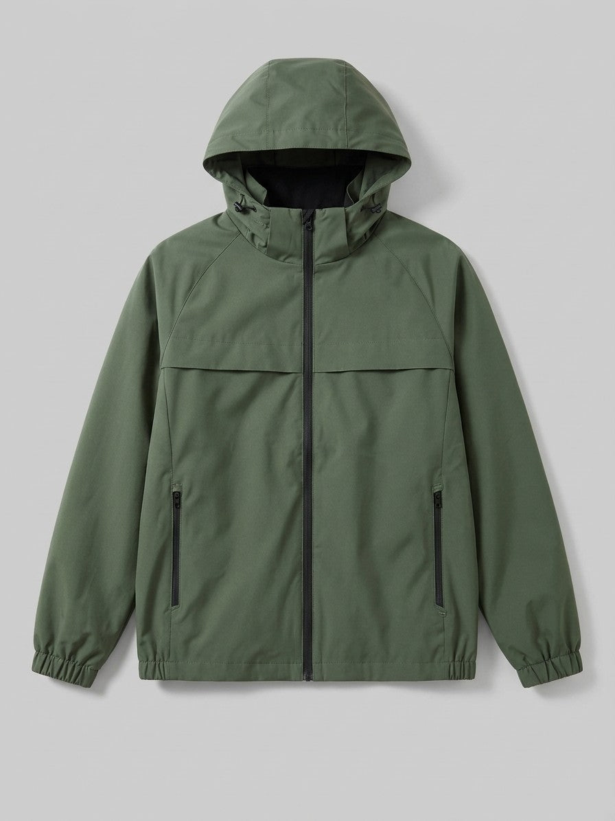 Torno Men's Raglan Hooded Windbreaker Jacket — armygreen — packshot