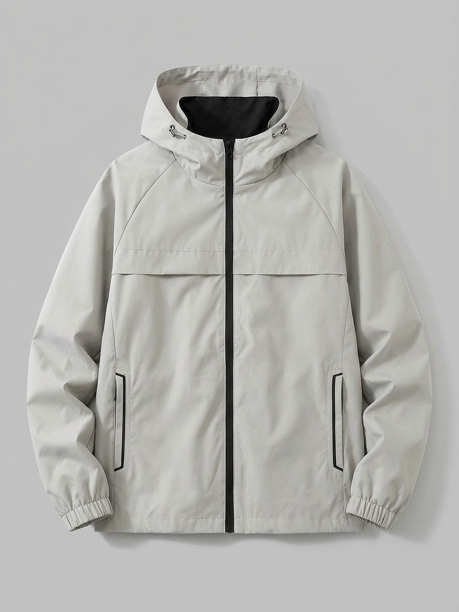 Torno Men's Raglan Hooded Windbreaker Jacket — lightgrey — packshot