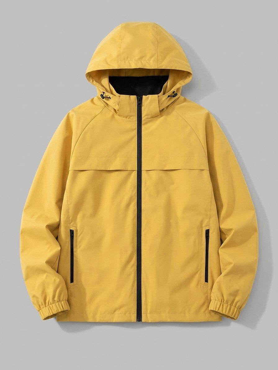 Torno Men's Raglan Hooded Windbreaker Jacket — mustardyellow — packshot