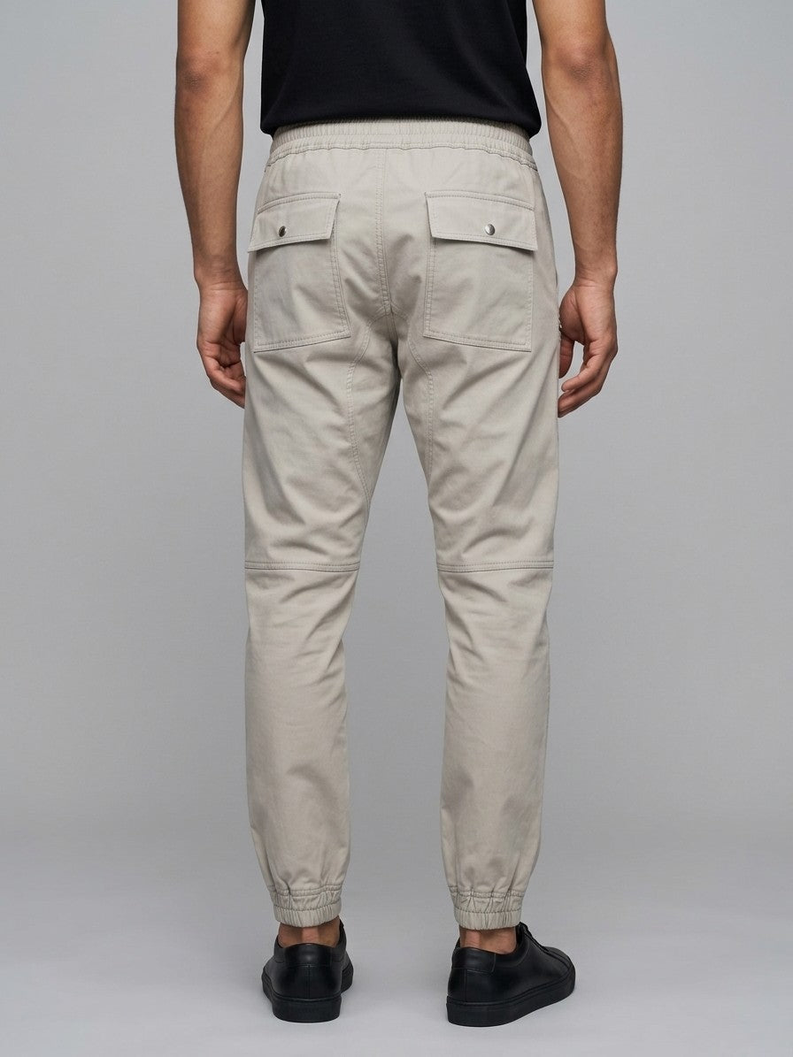 Tortona Men's Exposed-Zip Tapered Cargo Pants — stone — back