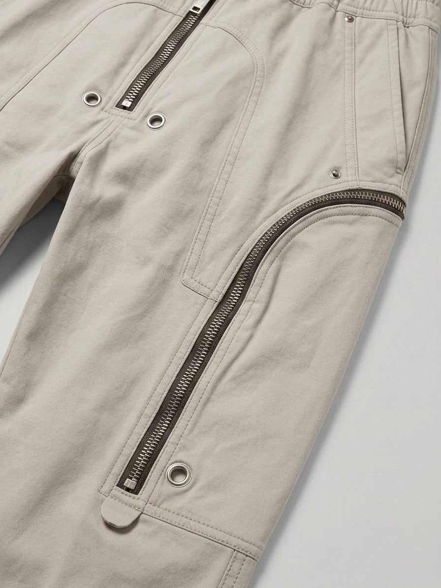 Tortona Men's Exposed-Zip Tapered Cargo Pants — stone — detail-2