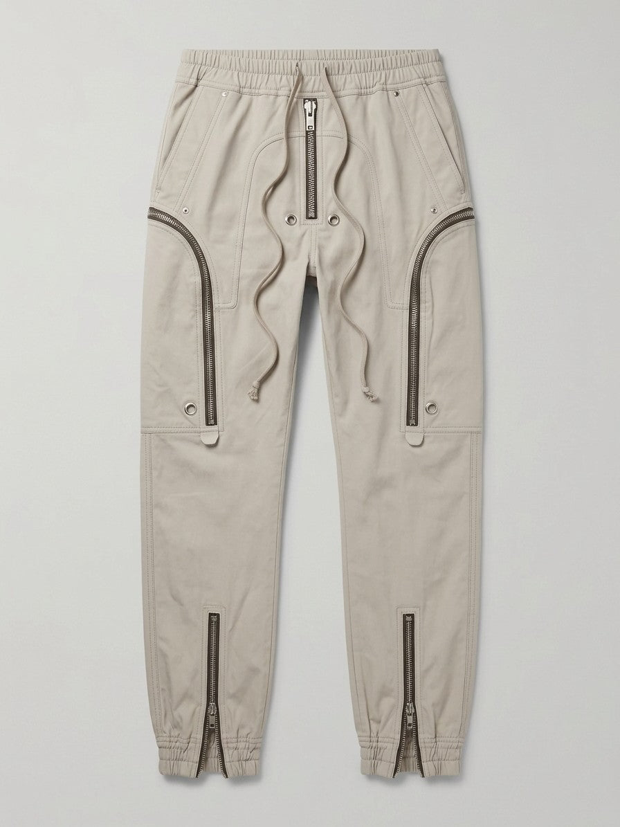 Tortona Men's Exposed-Zip Tapered Cargo Pants — stone — packshot