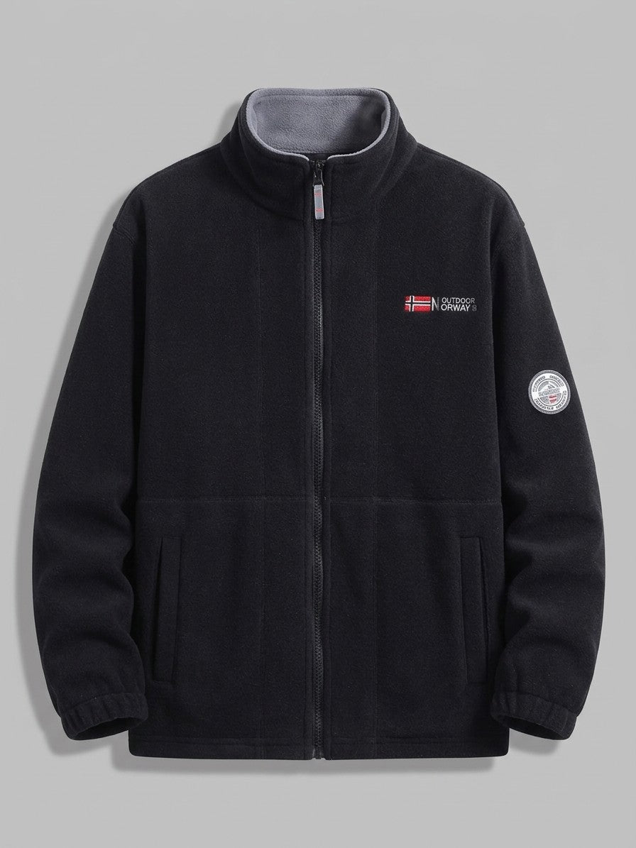 Tortoreto Men's Contrast-Collar Fleece Jacket — black — packshot