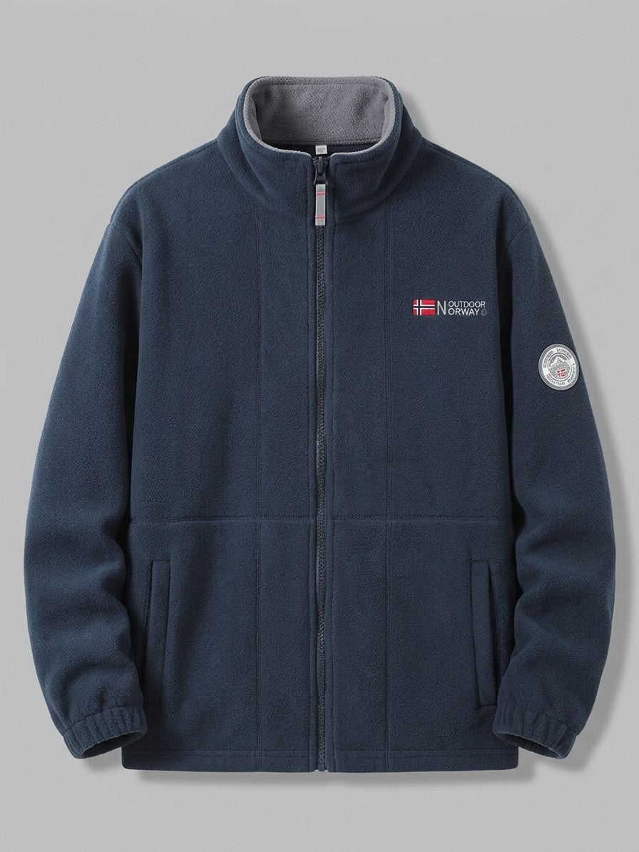 Tortoreto Men's Contrast-Collar Fleece Jacket — darkblue — packshot