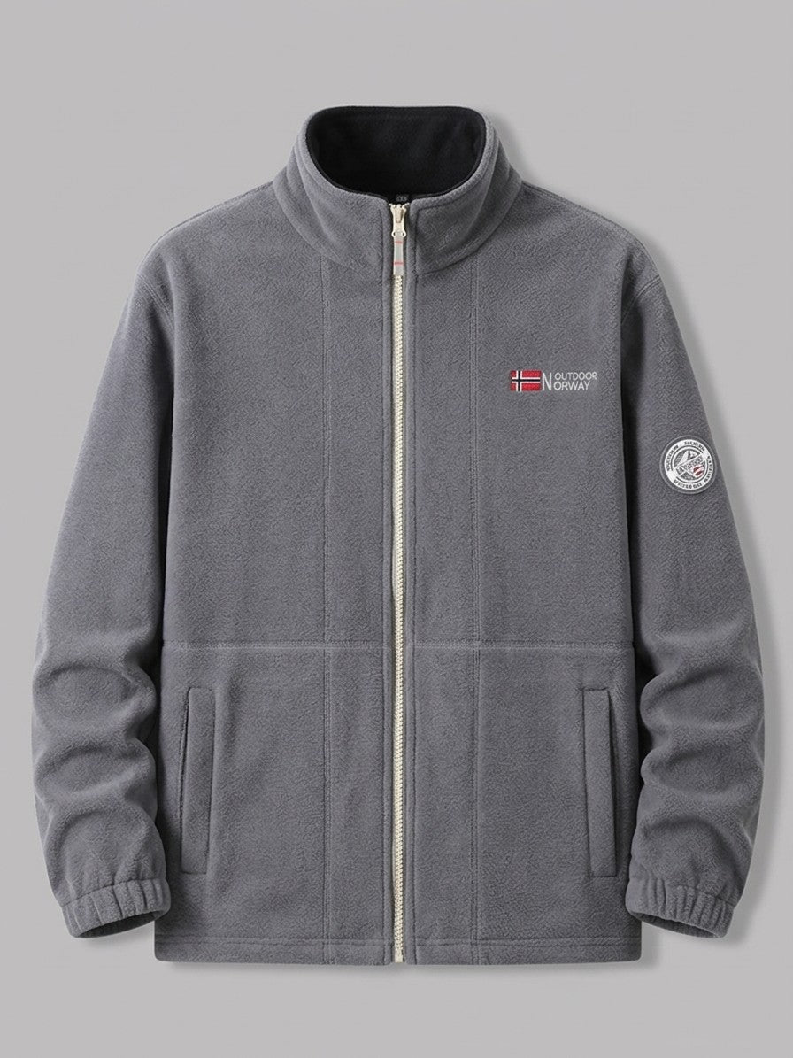 Tortoreto Men's Contrast-Collar Fleece Jacket — grey — packshot