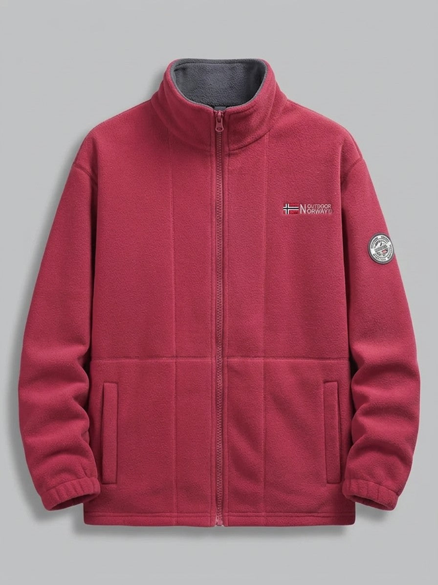 Tortoreto Men's Contrast-Collar Fleece Jacket — red — packshot