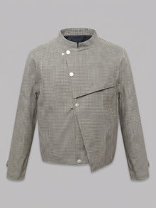Tortorici Men's Asymmetric Houndstooth Cropped Jacket