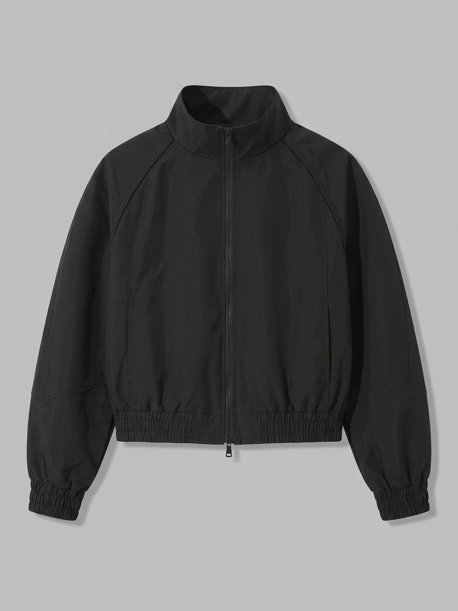 Tradate Men's Cropped High-Collar Bomber Jacket — black — packshot