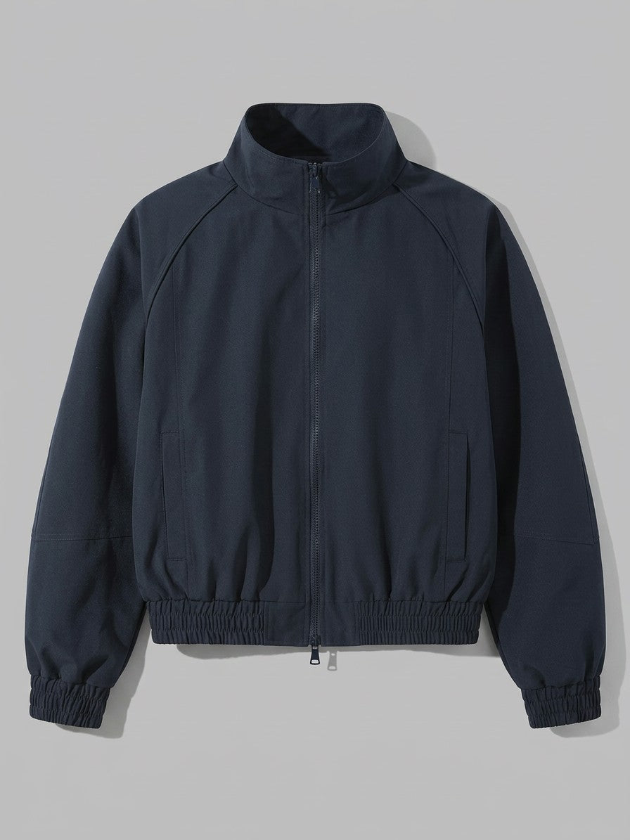 Tradate Men's Cropped High-Collar Bomber Jacket — navy — packshot