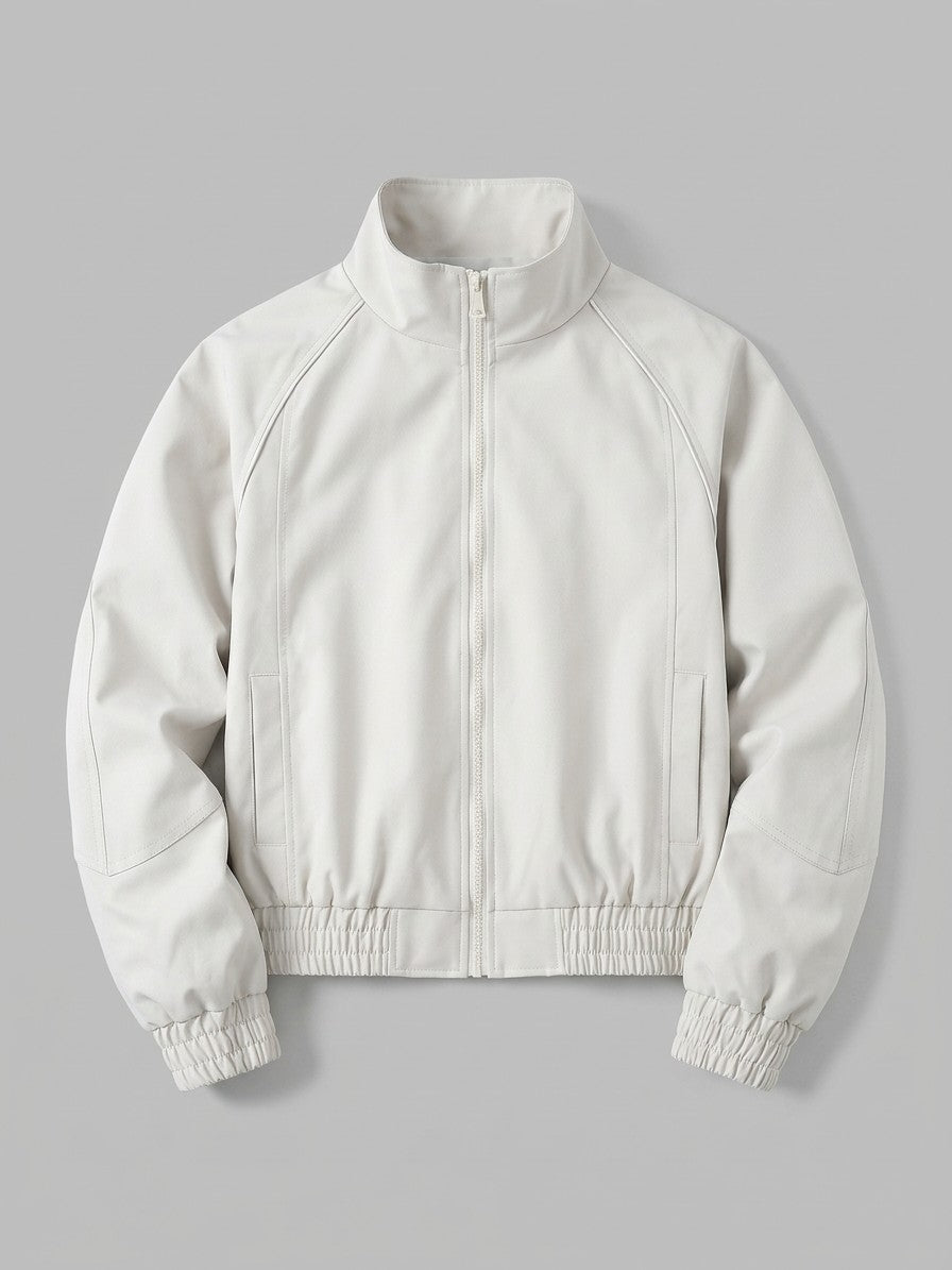 Tradate Men's Cropped High-Collar Bomber Jacket — offwhite — packshot