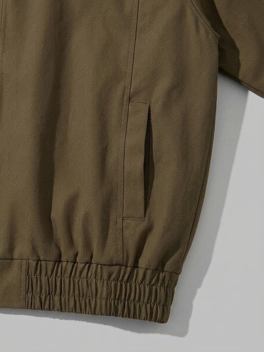 Tradate Men's Cropped High-Collar Bomber Jacket — olivebrown — detail-2