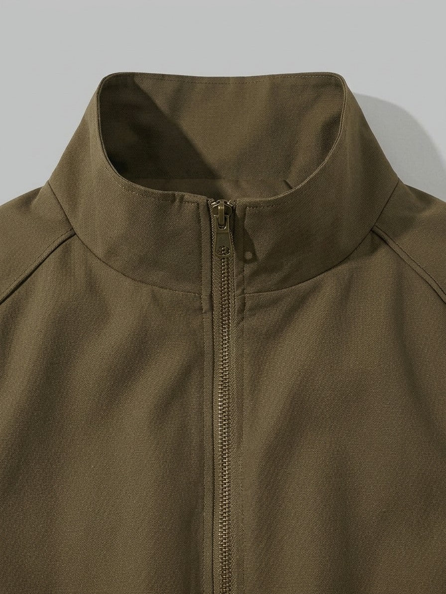 Tradate Men's Cropped High-Collar Bomber Jacket — olivebrown — detail