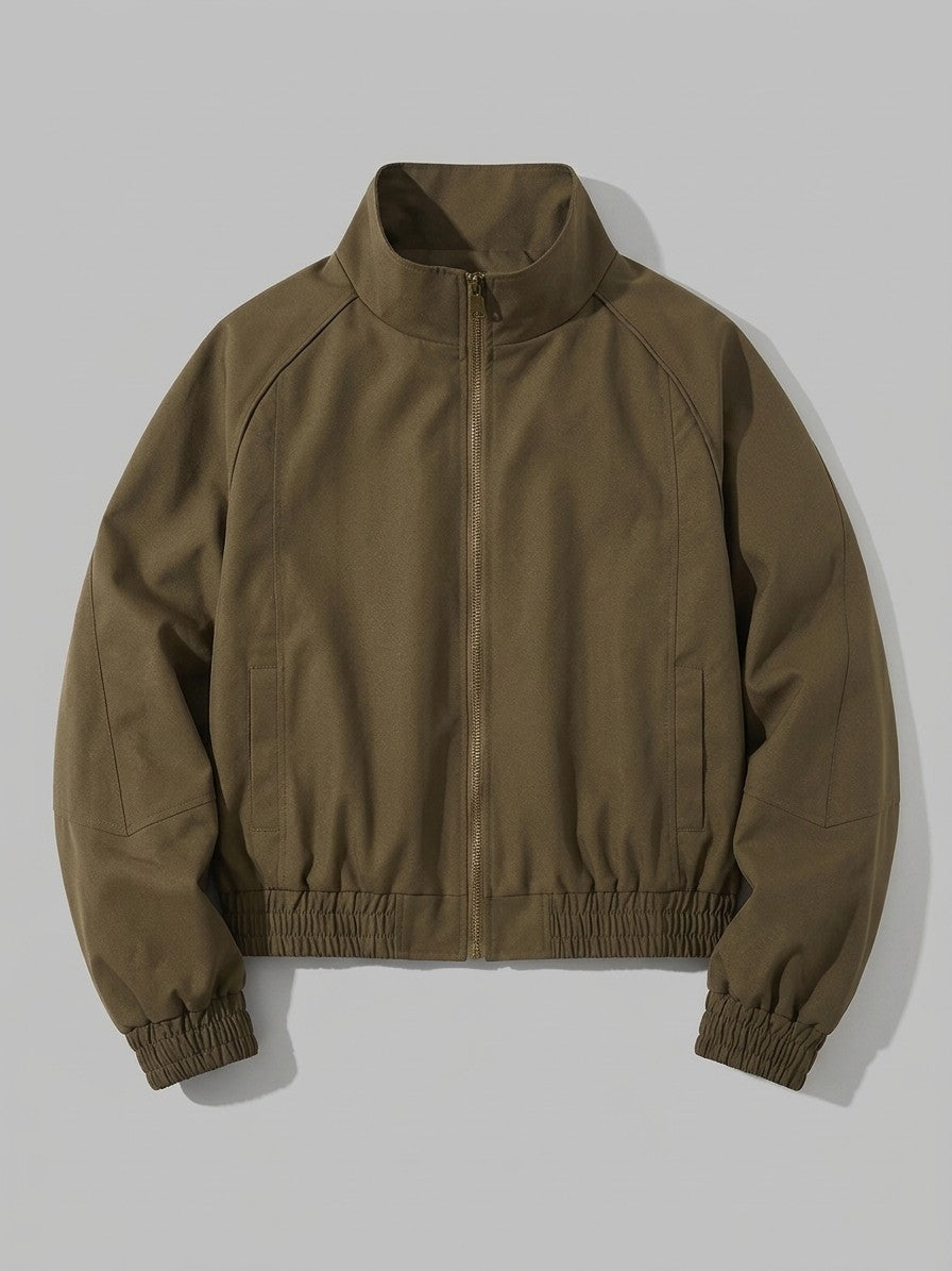 Tradate Men's Cropped High-Collar Bomber Jacket — olivebrown — packshot