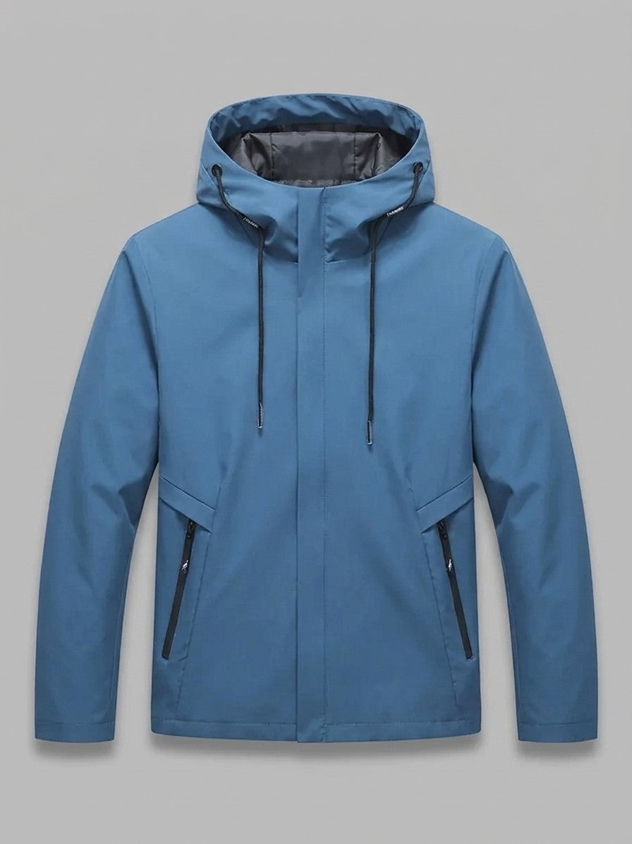 Tremezzo Men's Concealed-Zip Hooded Windbreaker Jacket — steelblue — packshot