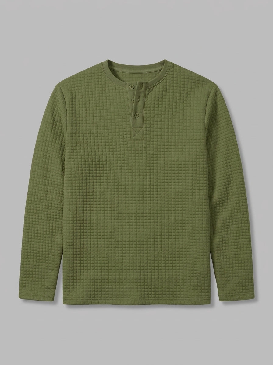 Trento Men's Quilted Henley Shirt — armygreen — packshot