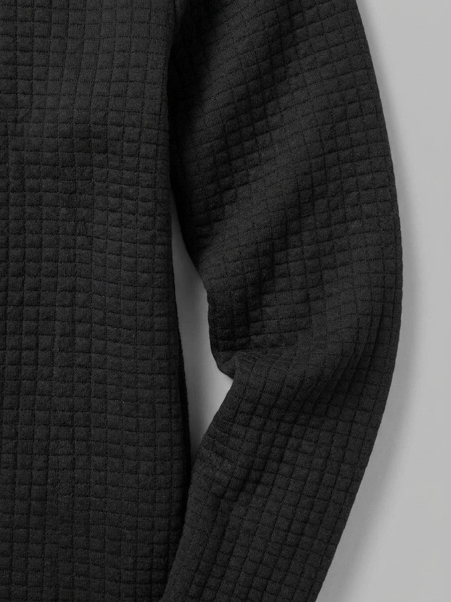 Trento Men's Quilted Henley Shirt — black — detail