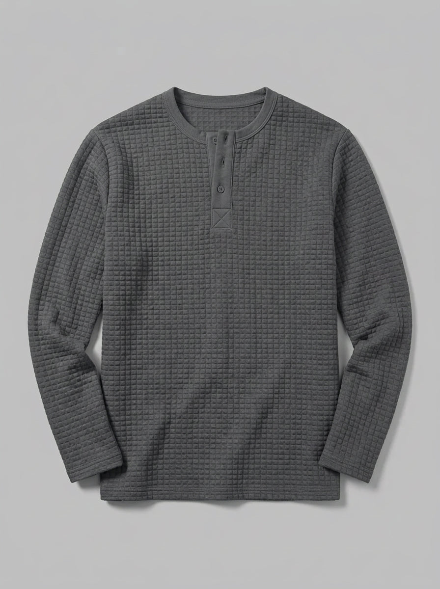 Trento Men's Quilted Henley Shirt — darkgray — packshot